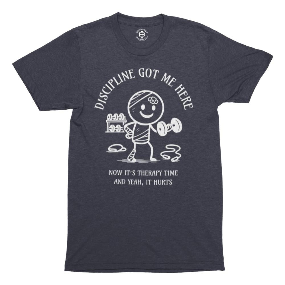 Discipline Got Me Here – T-Shirt-T-Shirt-Ironbound Apparel-Heather Navy